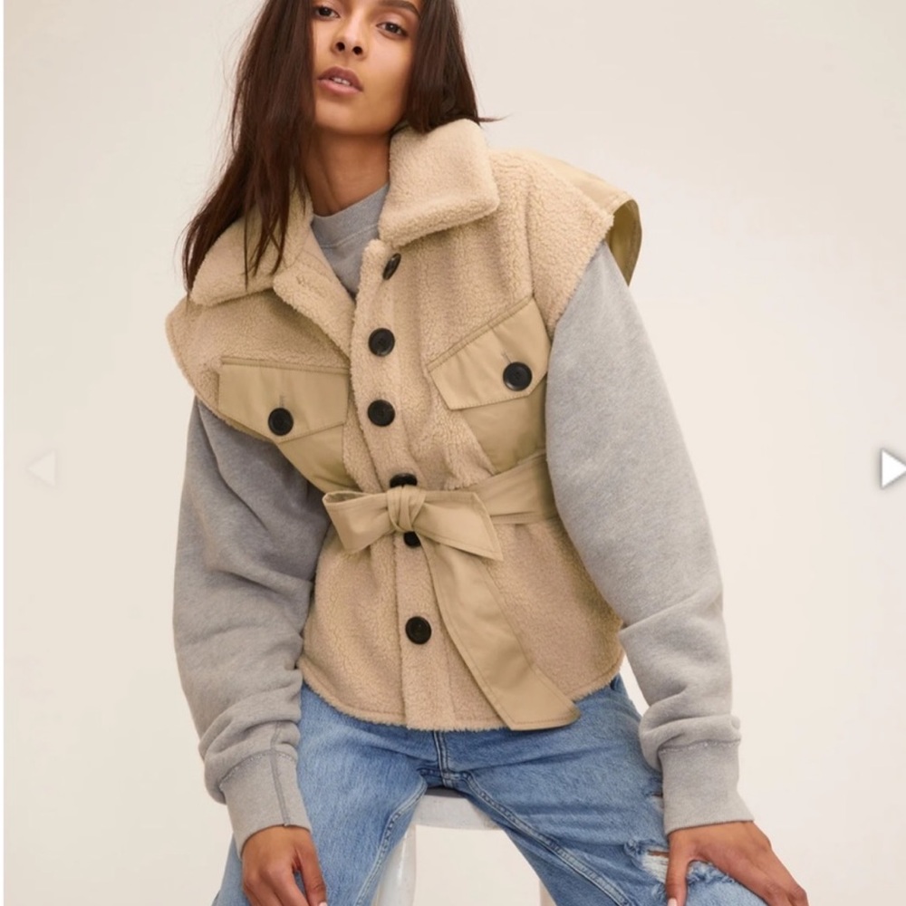 MARISSA WEBB Frankie Sherpa Coated Canvas Vest - NWT